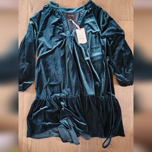 Alex Marie NWT Dark Green Velvet Long Sleeve Dress size 6 - Picture 4 of 6